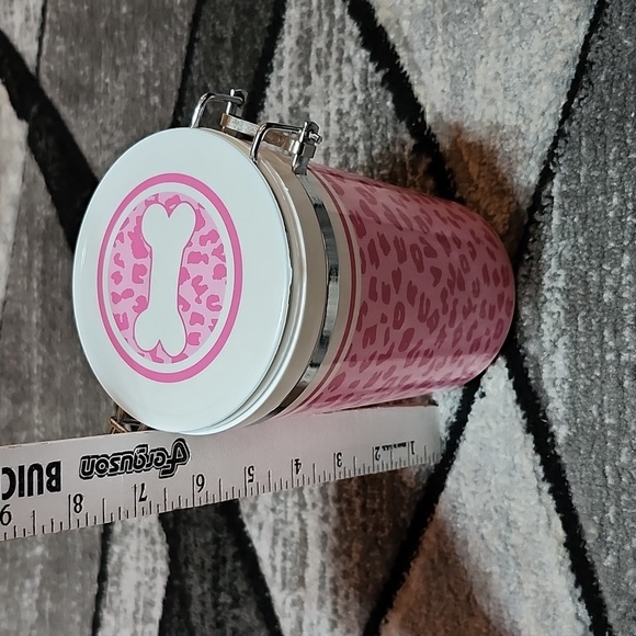 PINK LEOPARD PRINT AIRTIGHT PLASTIC DOG TREAT CONTAINER - Picture 10 of 13